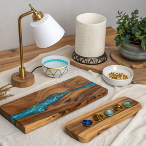 The Innovative Art of Olive Wood: Epoxy Resin, LED Lighting & Modern Design at Boughanmi Olive Wood
