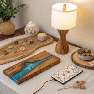 The Innovative Art of Olive Wood: Epoxy Resin, LED Lighting & Modern Design at Boughanmi Olive Wood